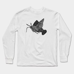 Hummingbird Hawk-Moth - flying insect design - on white Long Sleeve T-Shirt